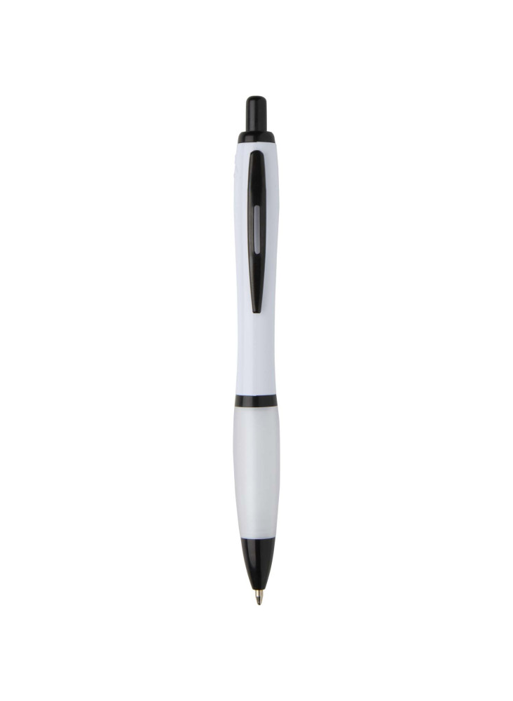 Stylo bille publicitaire en plastique recyclé avec garnitures noires encre noire Nash