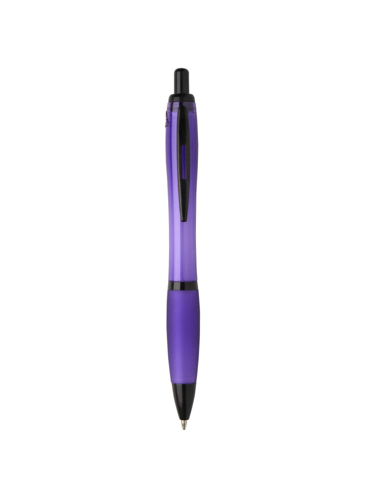 Stylo bille publicitaire en plastique recyclé avec garnitures noires encre noire Nash
