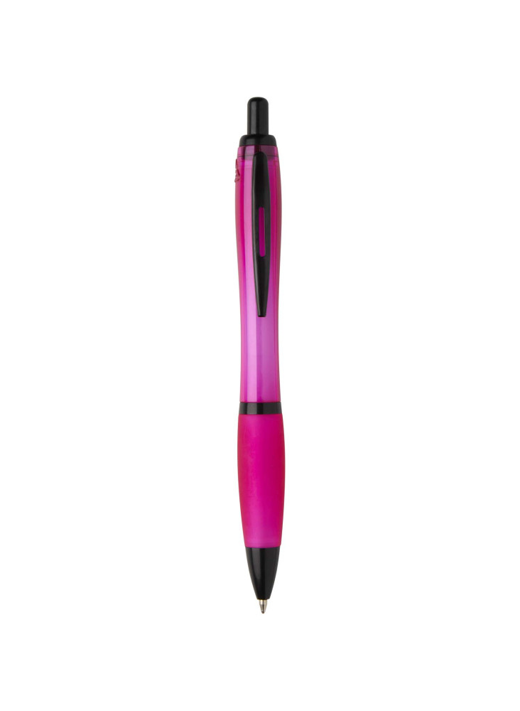 Stylo bille publicitaire en plastique recyclé avec garnitures noires encre noire Nash