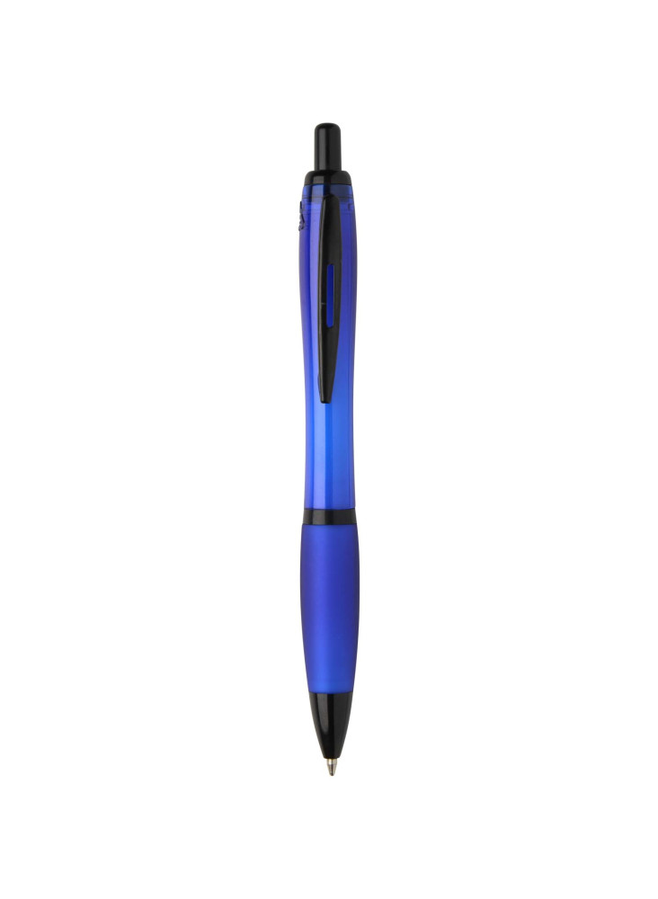 Stylo bille publicitaire en plastique recyclé avec garnitures noires encre noire Nash