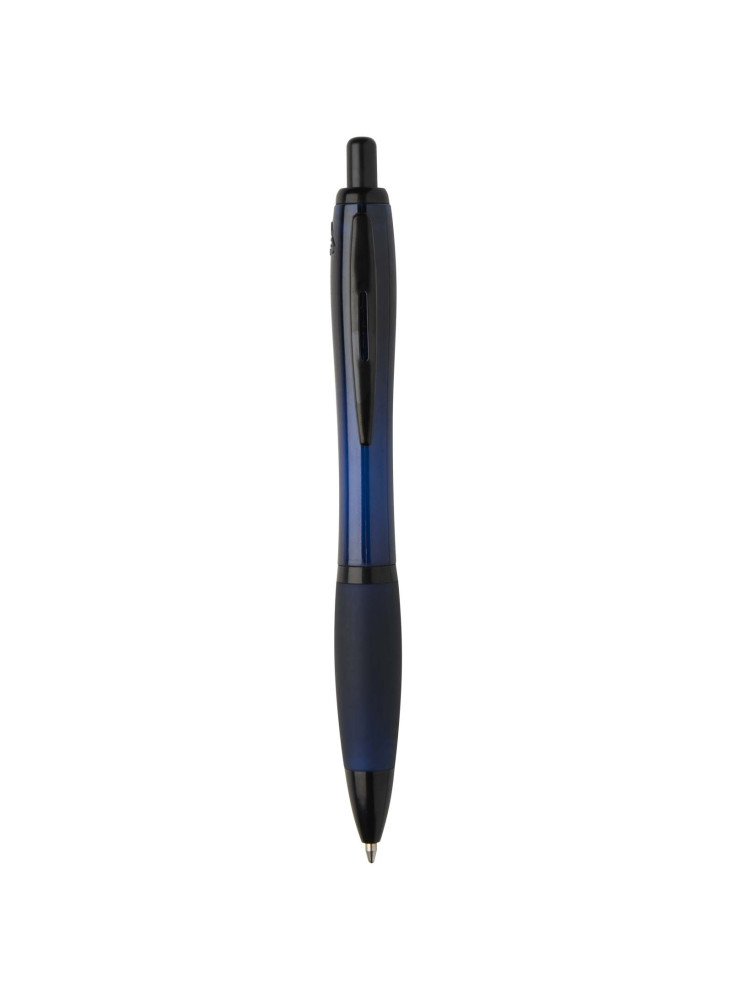 Stylo bille publicitaire en plastique recyclé avec garnitures noires encre noire Nash