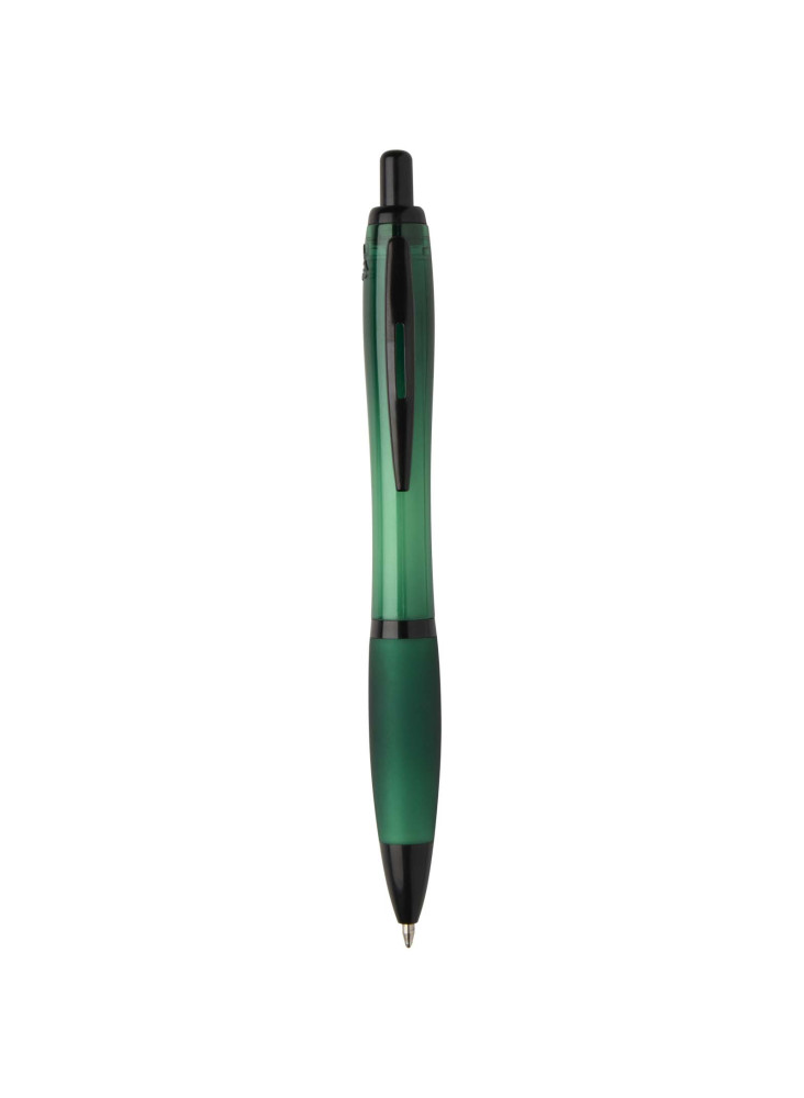 Stylo bille publicitaire en plastique recyclé avec garnitures noires encre noire Nash