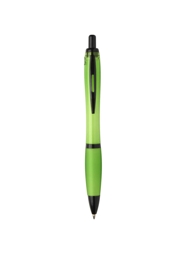 Stylo bille publicitaire en plastique recyclé avec garnitures noires encre noire Nash
