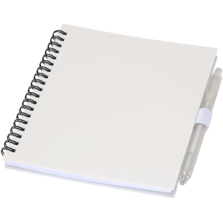 Ensemble carnet à couverture souple en plastique recyclé et stylo bille (encre bleue) Niove
