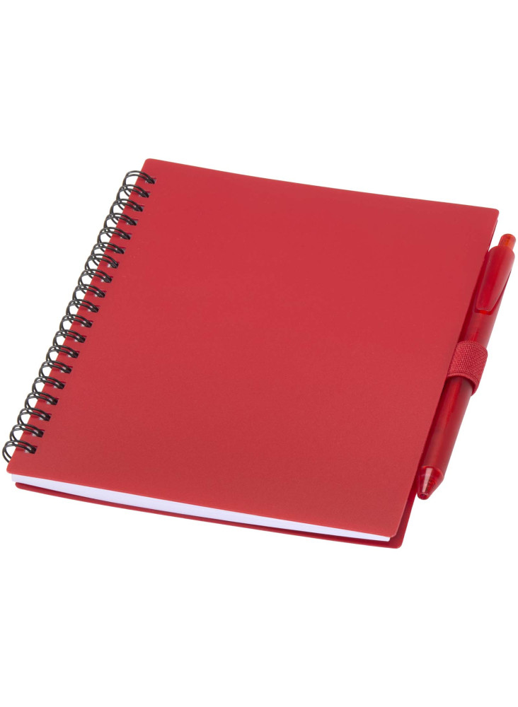 Carnet publicitaire souple Niove en plastique recyclé avec stylo