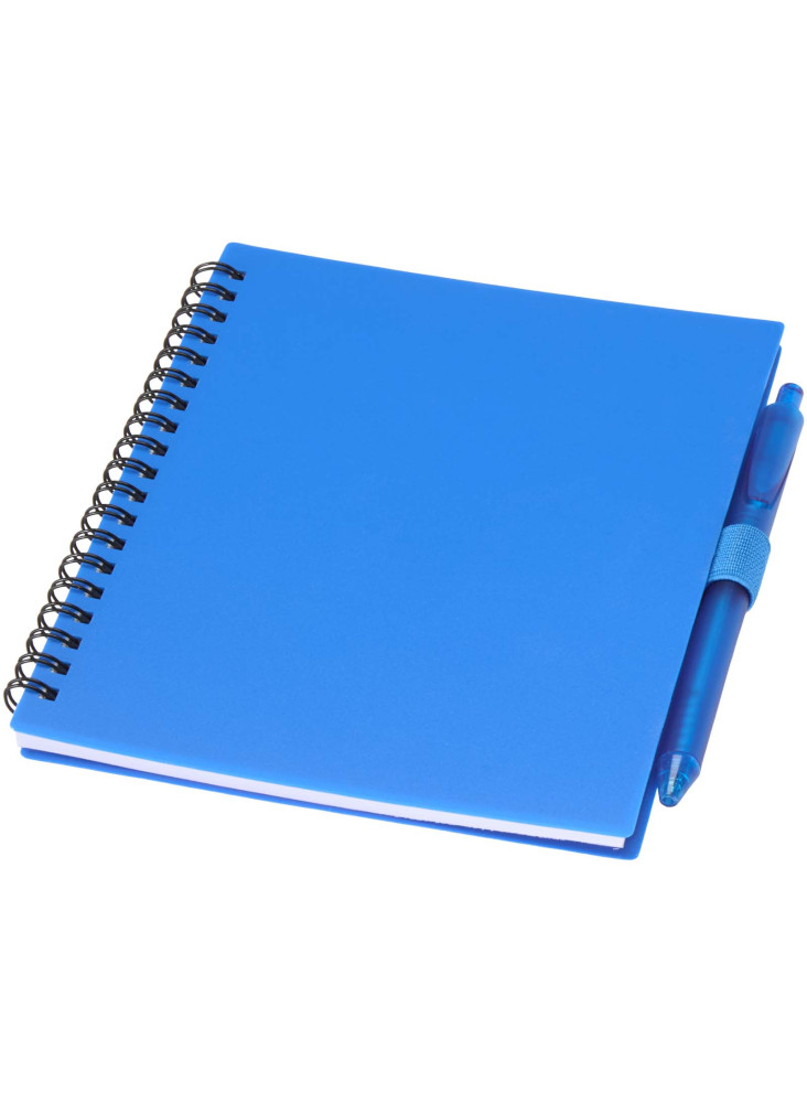 Carnet publicitaire souple Niove en plastique recyclé avec stylo