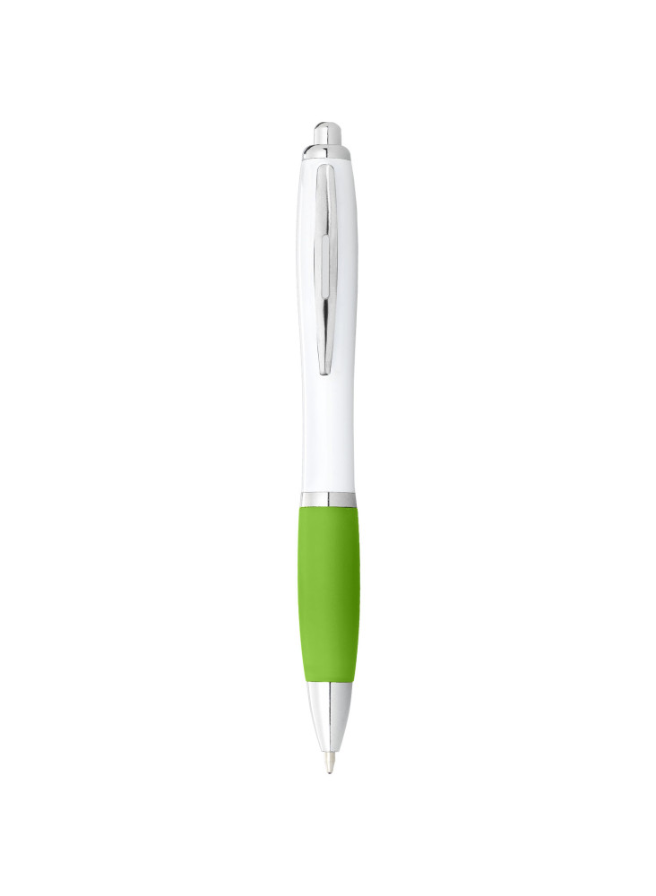Stylo bille avec corps blanc et grip coloré Nash (encre noire)