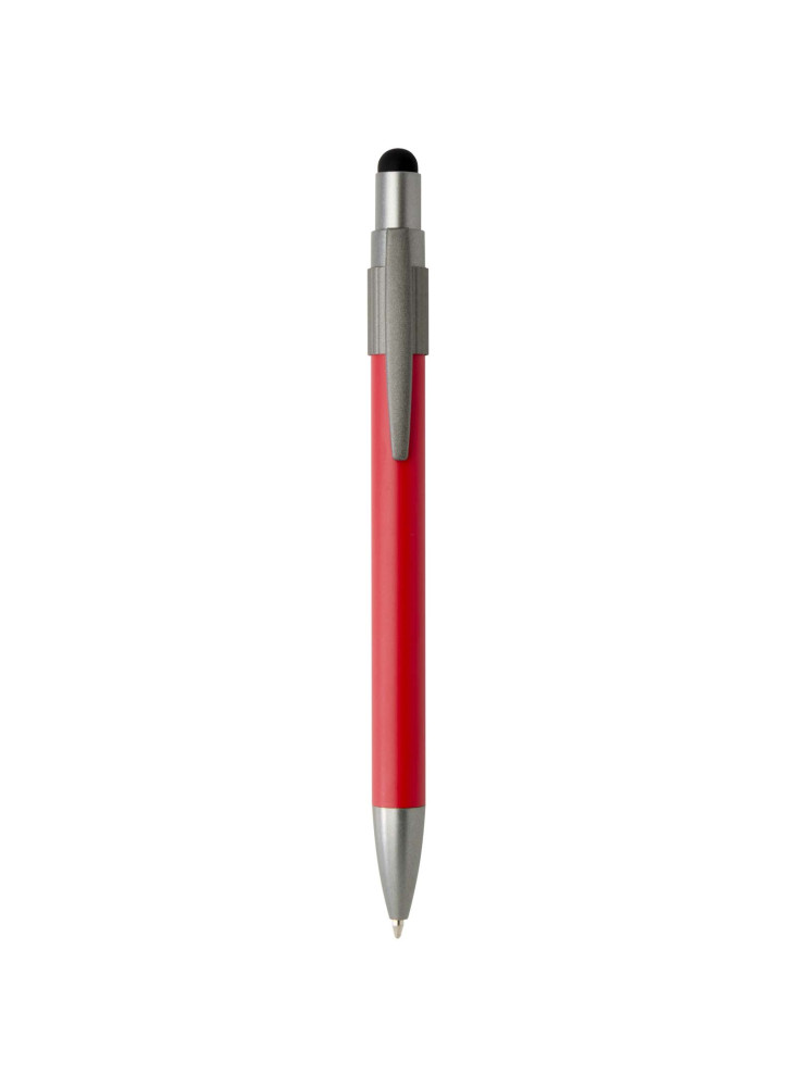 Stylo bille publicitaire recyclé RCS avec stylet et toupie antistress encre bleue Rill
