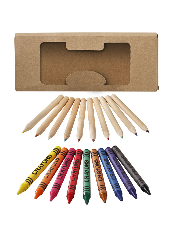 Kit de crayons et crayons gras colorés 19 pièces Lucky