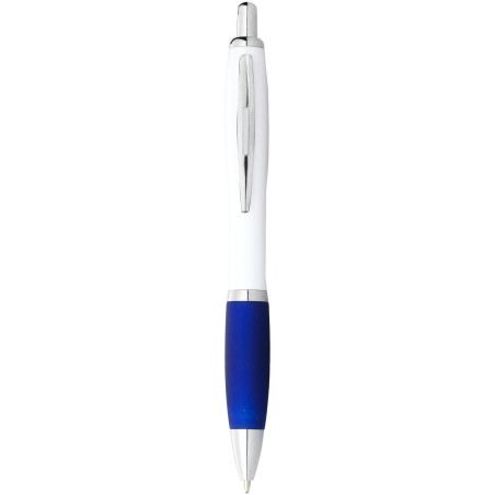 Stylo bille avec corps blanc et grip coloré Nash (encre bleue)