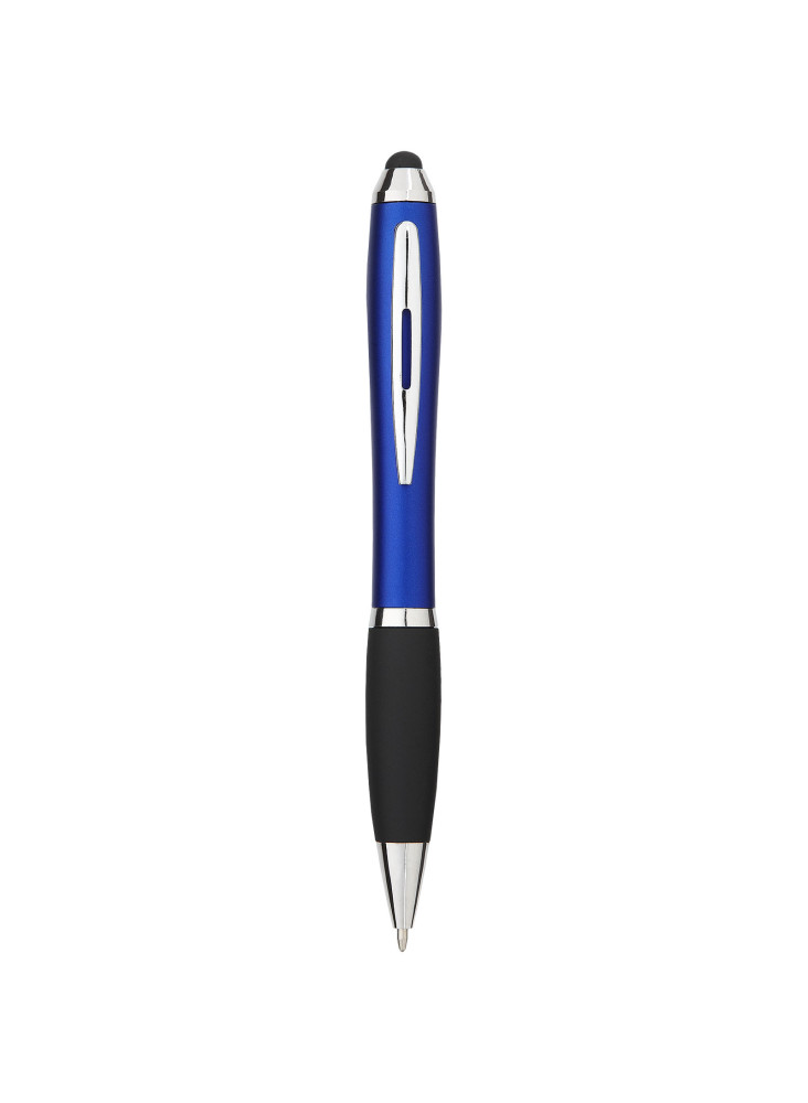 Stylo publicitaire stylet coloré avec grip noir encre bleue Nash