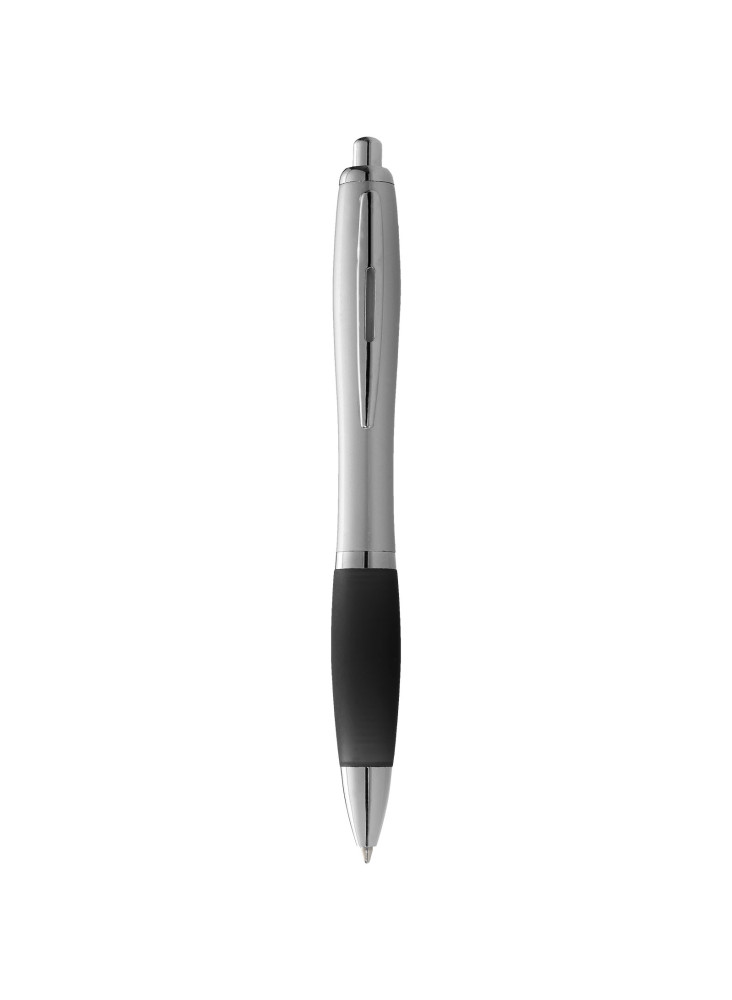 Stylo bille avec corps argenté et grip coloré Nash (encre bleue)
