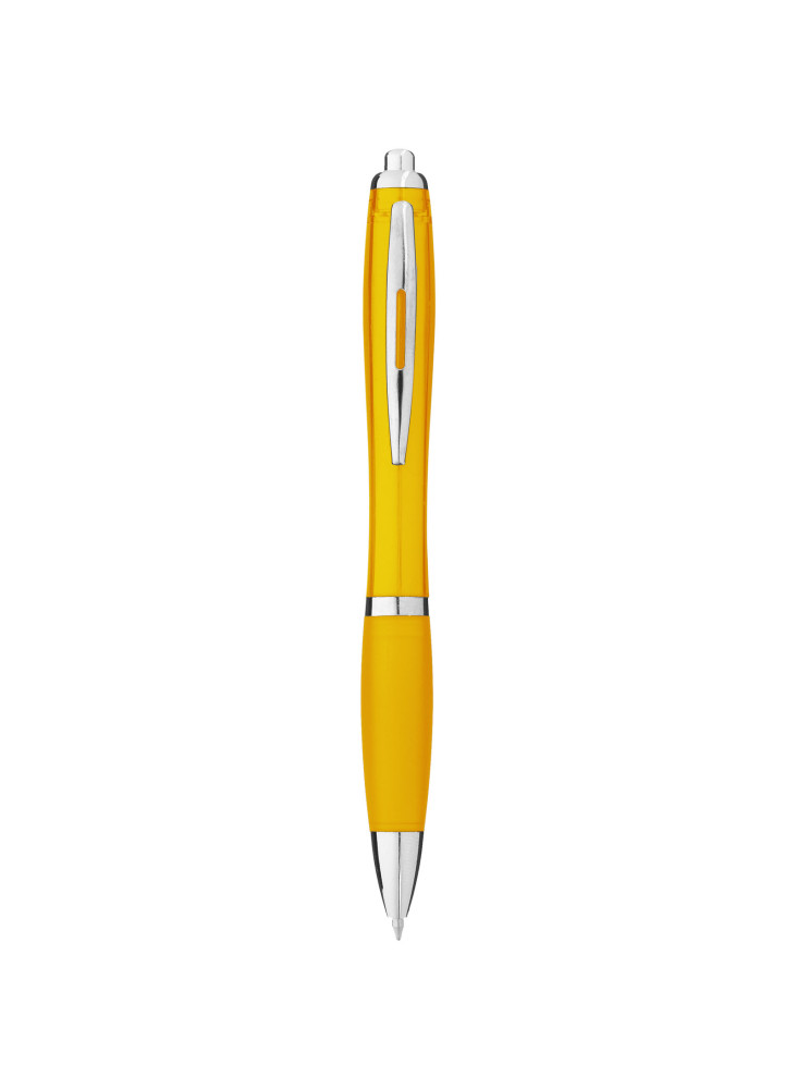 Stylo bille publicitaire avec corps et grip colorés encre bleue Nash