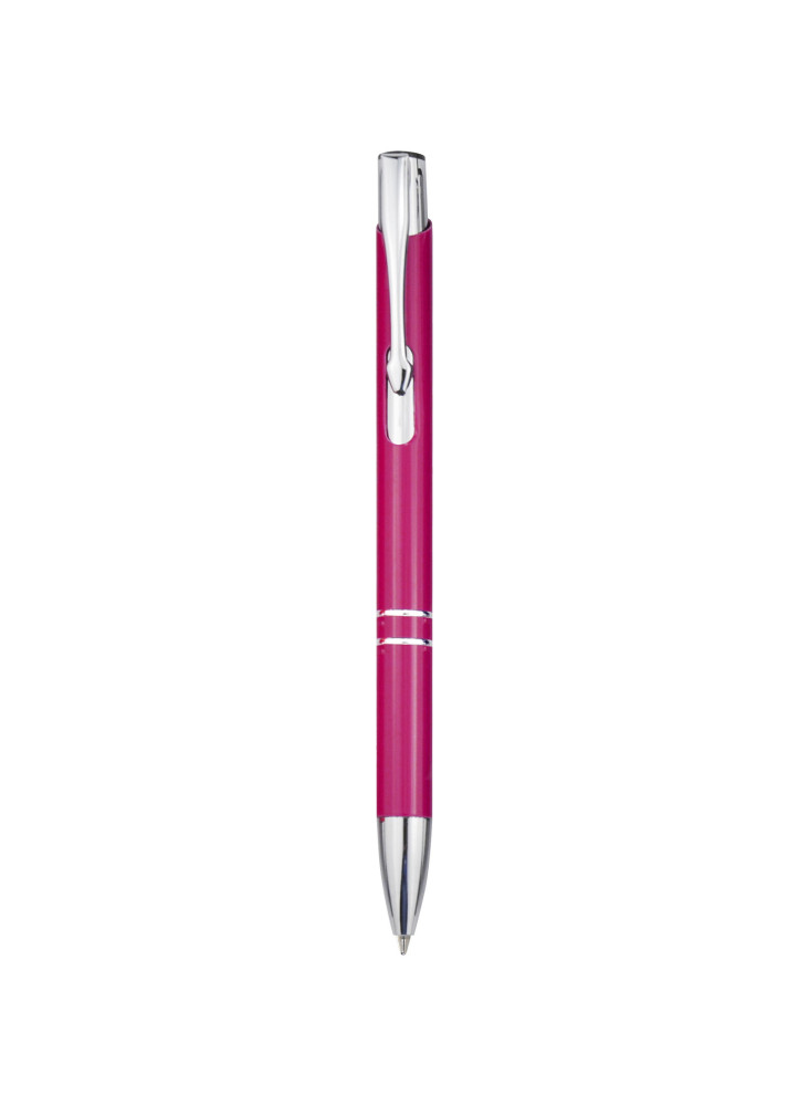 Stylo bille publicitaire rétractable en aluminium encre bleue Moneta