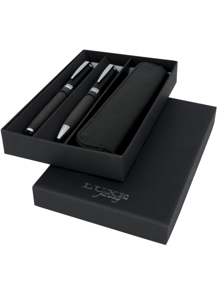 Parure publicitaire stylo bille roller Carbon