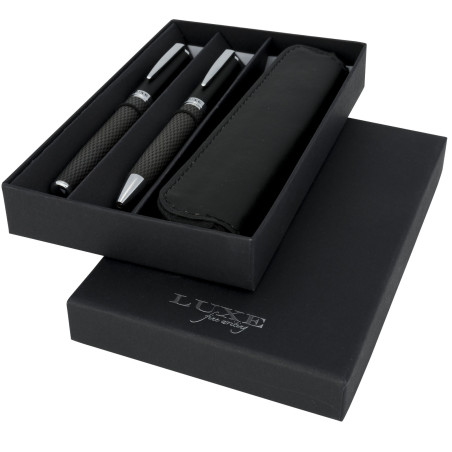 Parure publicitaire stylo bille roller Carbon