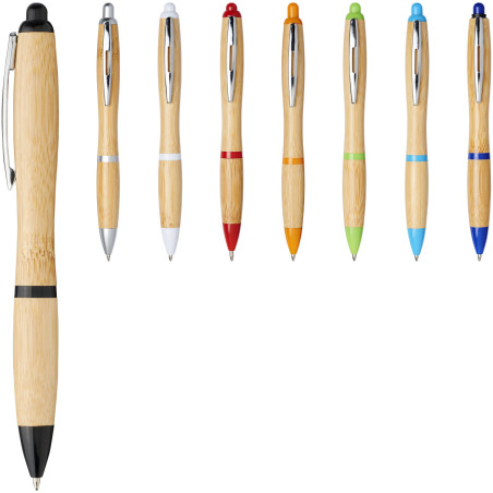 Stylo bille publicitaire en bambou encre bleue Nash