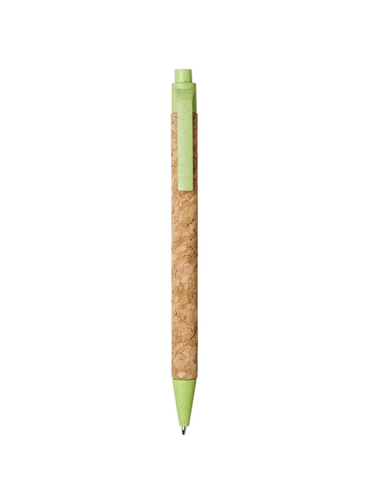 Stylo bille publicitaire en liège et paille de blé encre noire Midar
