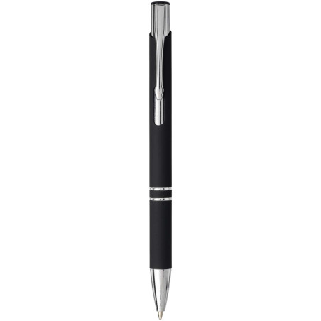 Stylo bille publicitaire rétractable doux au toucher encre noire Moneta
