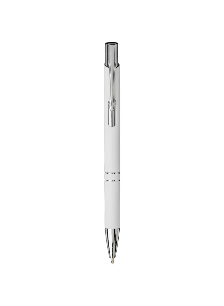 Stylo bille publicitaire rétractable doux au toucher encre noire Moneta