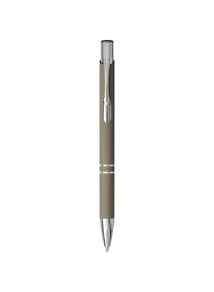 Stylo bille publicitaire rétractable doux au toucher encre noire Moneta