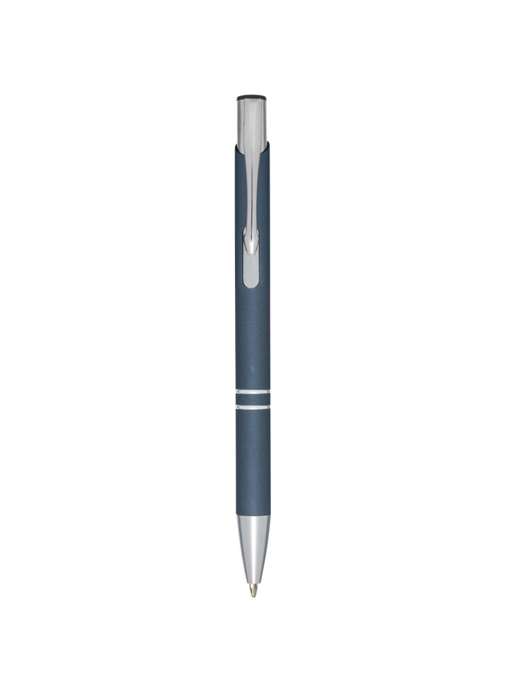 Stylo bille publicitaire rétractable doux au toucher encre noire Moneta