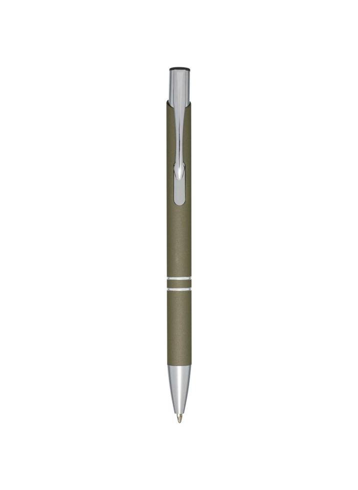 Stylo bille publicitaire rétractable doux au toucher encre noire Moneta