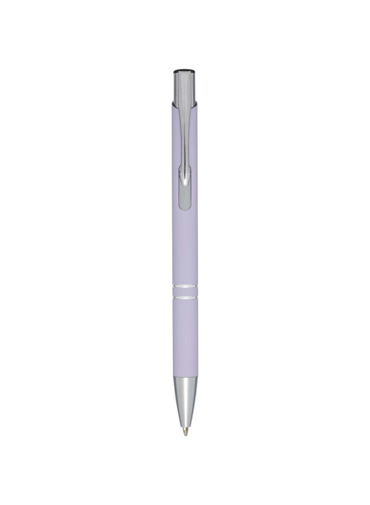 Stylo bille publicitaire rétractable doux au toucher encre noire Moneta