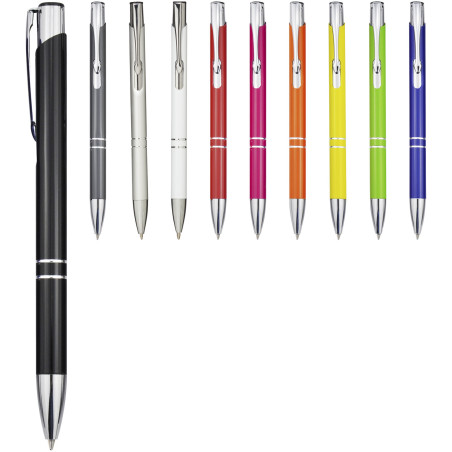 Stylo bille publicitaire rétractable en aluminium encre noire Moneta