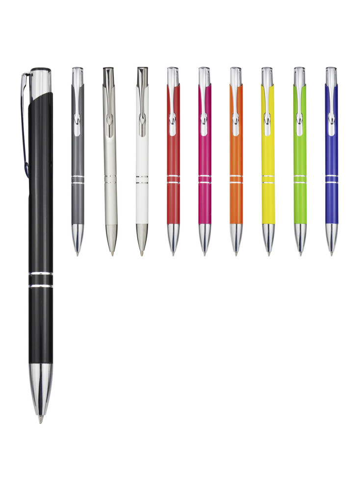 Stylo bille publicitaire rétractable en aluminium encre noire Moneta