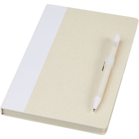 Ensemble carnet de notes format A5 et stylo bille, à partir de briques de lait recyclées, Dairy Dream