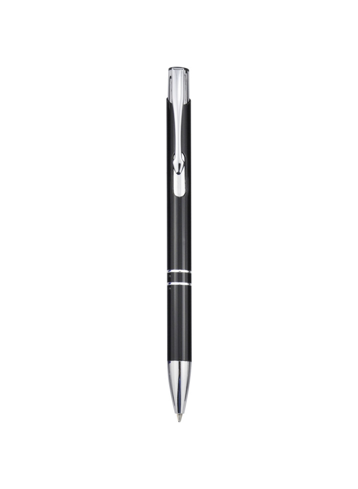 Stylo bille publicitaire en aluminium recyclé encre noire Moneta