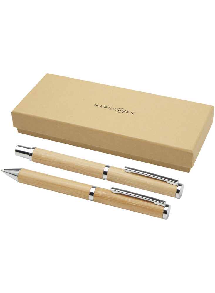 Coffret publicitaire stylo bille roller bambou Apolys