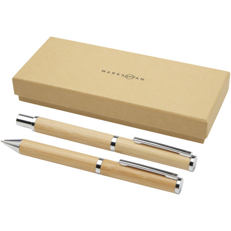 Coffret publicitaire stylo bille roller bambou Apolys