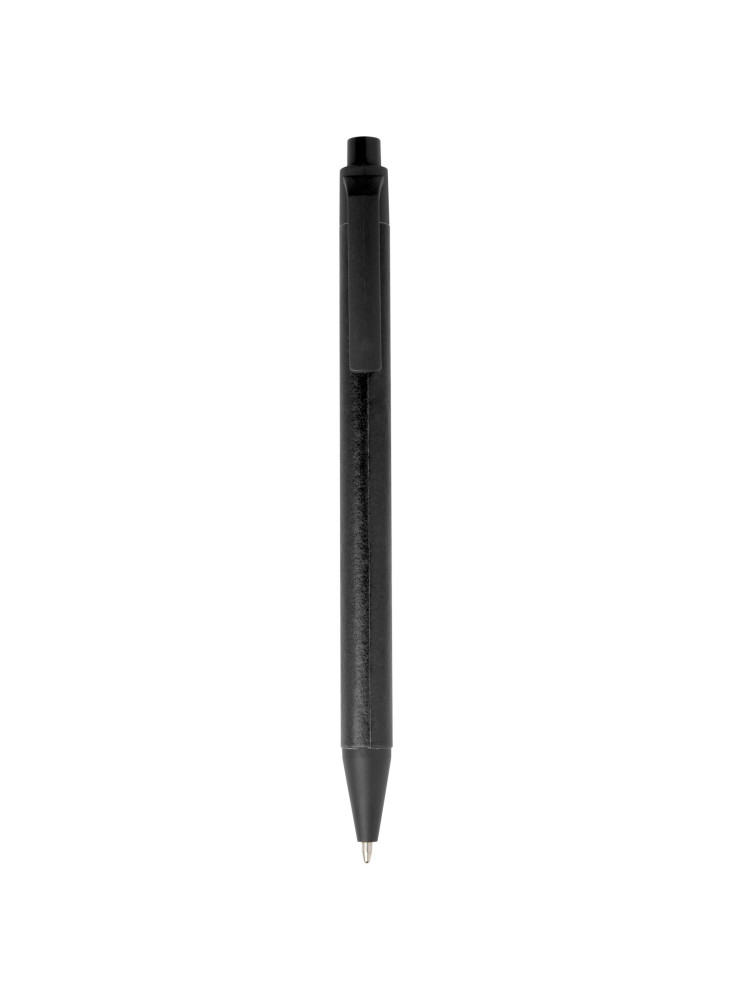 Stylo bille publicitaire monochromatique en papier recyclé avec finition mate encre noire Chartik