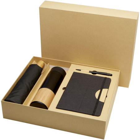 Coffret cadeau publicitaire Carmen carnet, gourde et parapluie