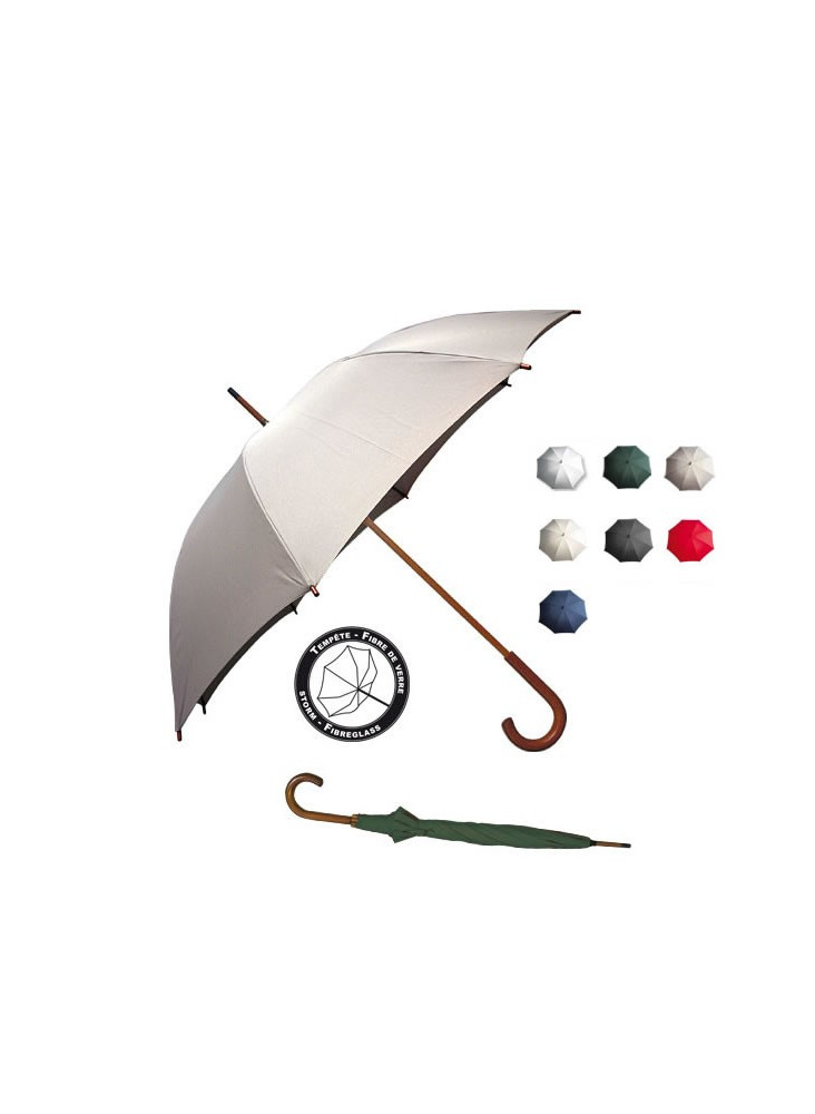 Grand parapluie avec canne et poignée en bois personnalisable