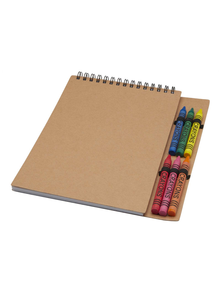Carnet de notes à spirales Doodle A5 à couverture souple et set de crayons gras