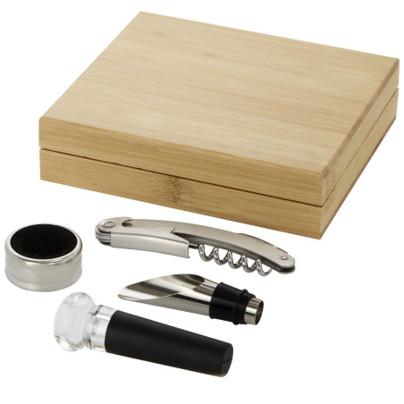 Coffret à vin publicitaire bambou Syrat 4 pièces