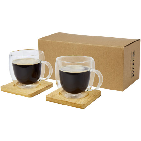 Tasses publicitaires double paroi bambou Manti 2x250ml