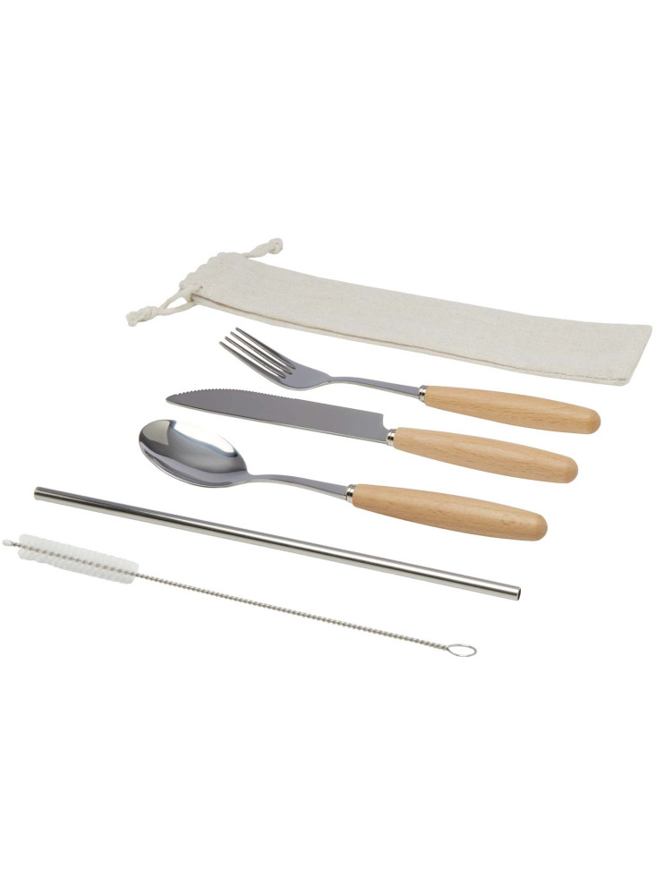 Ensemble de couverts publicitaire inox bois Root 5 pièces