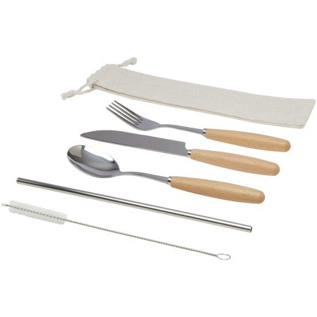 Ensemble de couverts publicitaire inox bois Root 5 pièces