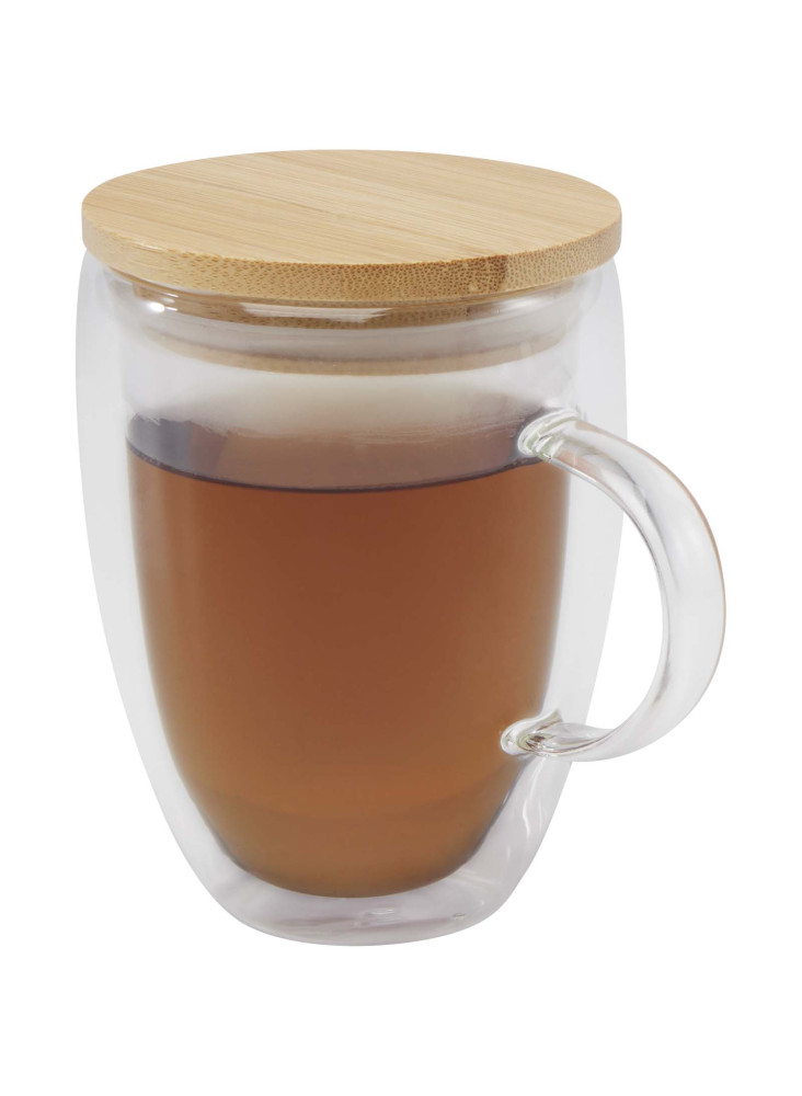 Tasse publicitaire verre bambou Leona 350ml