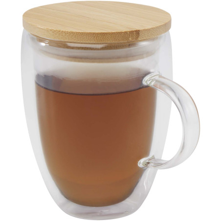 Tasse publicitaire verre bambou Leona 350ml