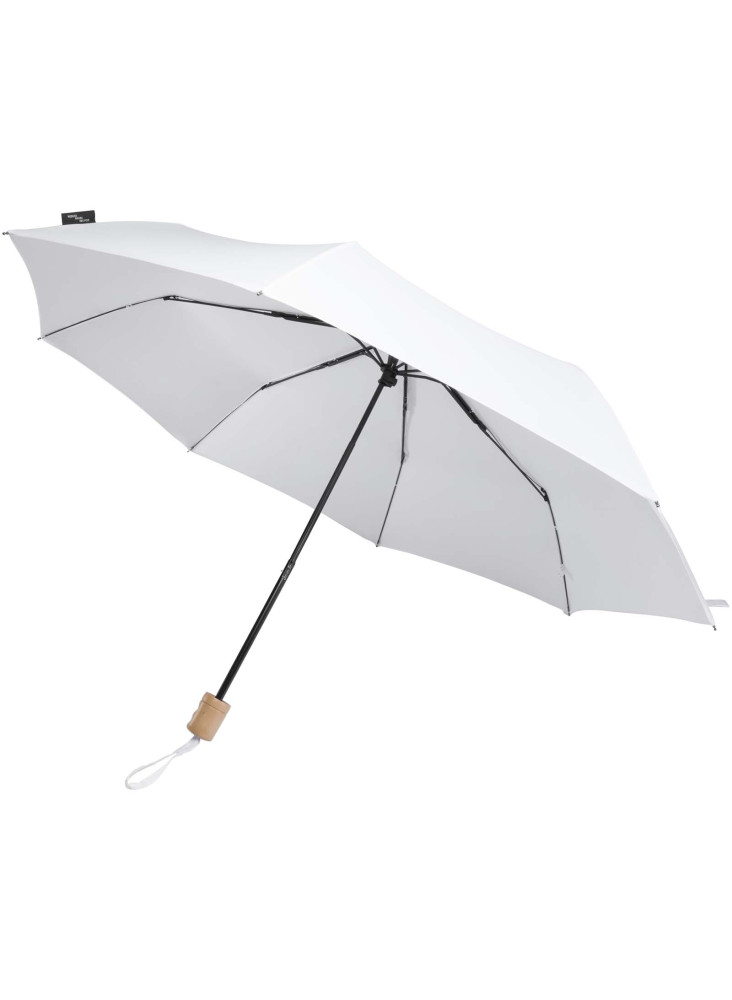 Parapluie pliable publicitaire recyclé poignée bois Dane 21"
