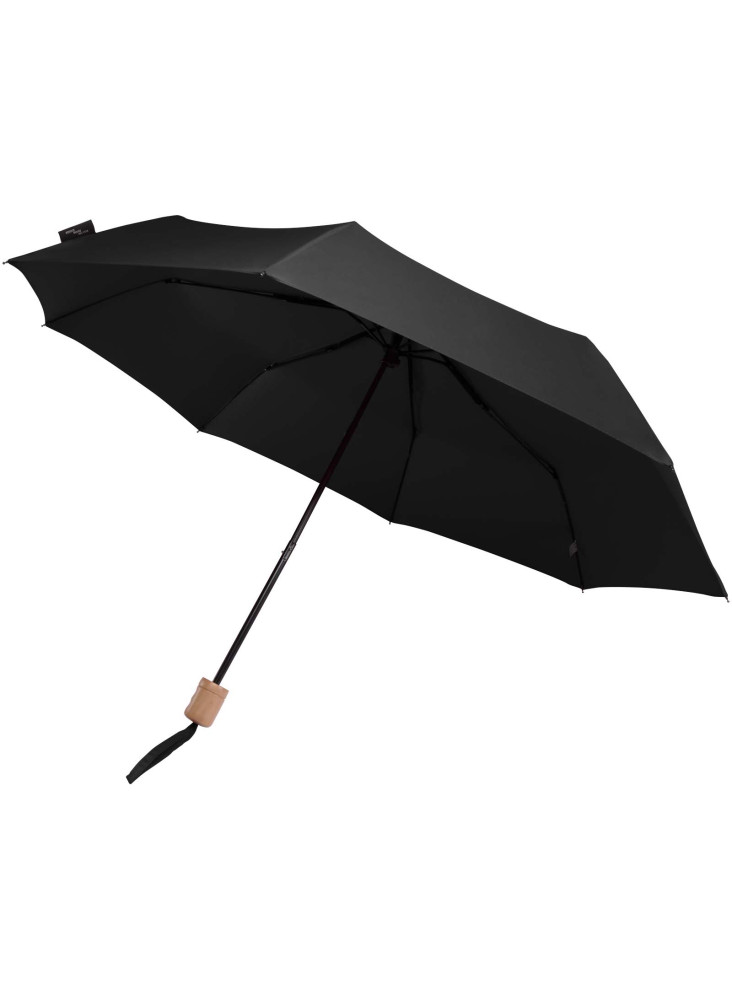 Parapluie pliable publicitaire recyclé poignée bois Dane 21"