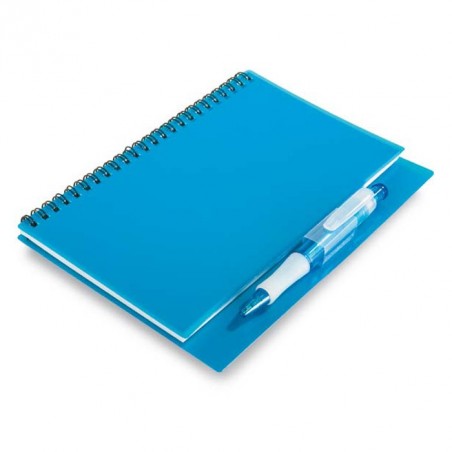 Bloc-Notes plastique bleu avec stylo promotionnel