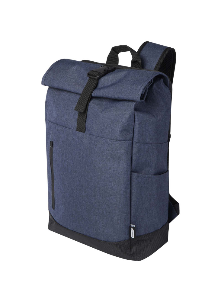 Sac publicitaire a dos Libra recyclé GRS avec rabat enroulable ordinateur de 15,6" 12L