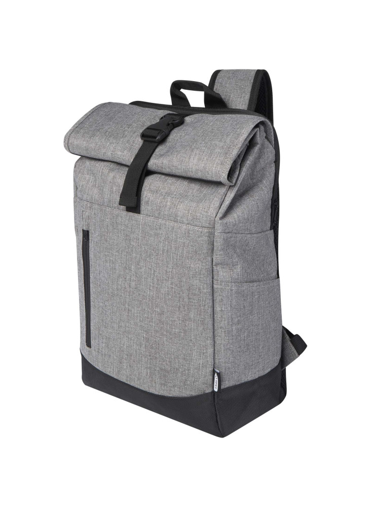 Sac publicitaire a dos Libra recyclé GRS avec rabat enroulable ordinateur de 15,6" 12L