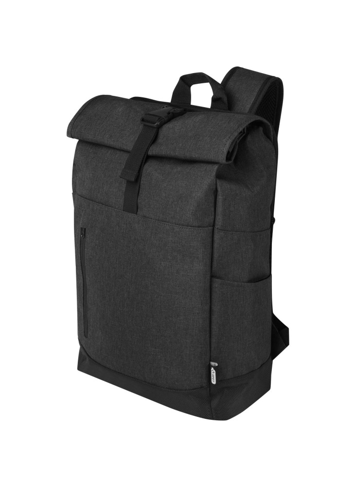 Sac publicitaire a dos Libra recyclé GRS avec rabat enroulable ordinateur de 15,6" 12L